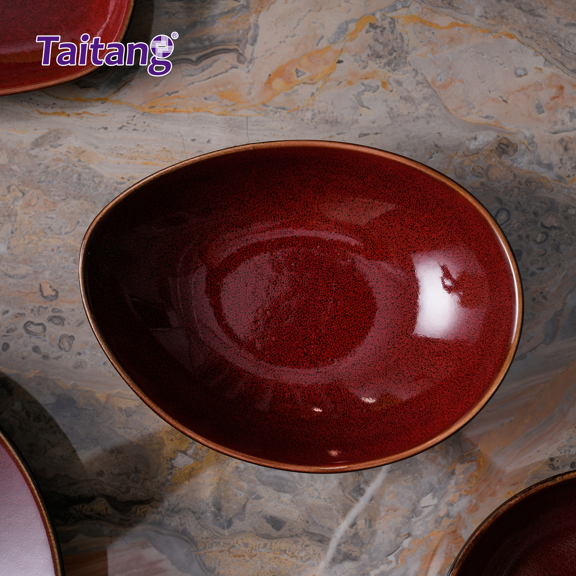 色釉窑变陶瓷餐具-8"椭圆深盘